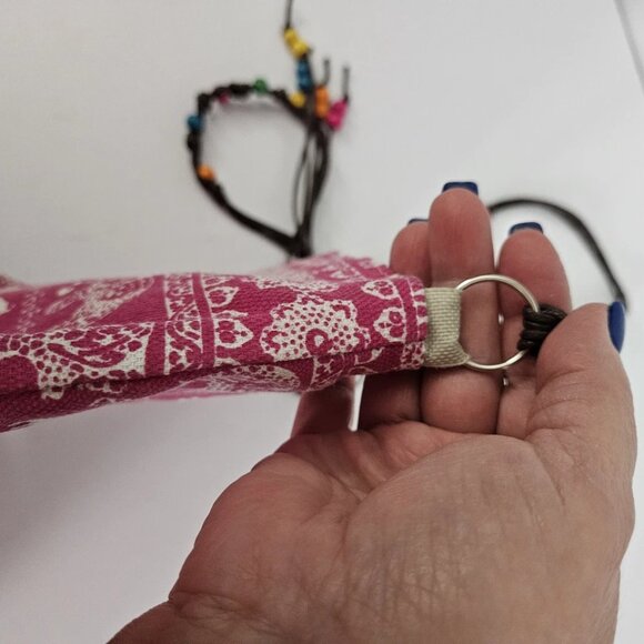 Casual BOHO Pink & White Shoulder Bag with Elephants and Colored Wooden Beads - Picture 7 of 14